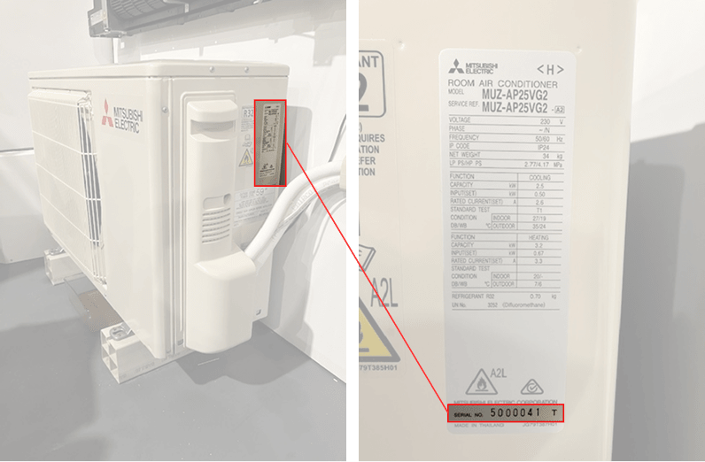 Heat Pump / Air Conditioner Outdoor Unit Label Location