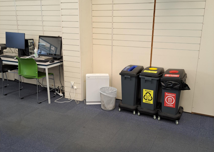 Air Purifier beside computers in library