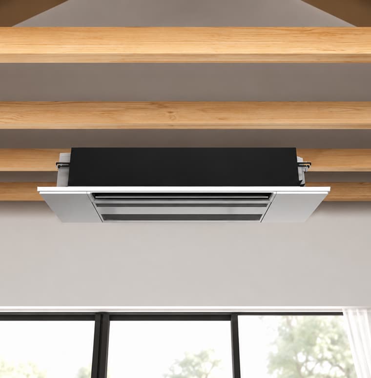 AireTile Slim ceiling installation between standard ceiling joists