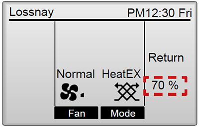 Humiditiy Levels Displayed on the Vertical VL Lossnay Controller